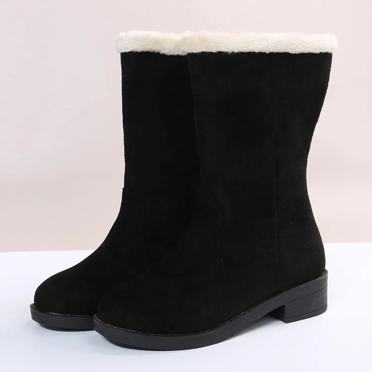 Black Winter Boots for Women Short Womens Winter Ankle Snow Boots Women Winter Booties Size 11 Womens Waterproof Hiking Boots Extra Wide Width Botas De Mujer Para La Nieve Que No Se Resbale