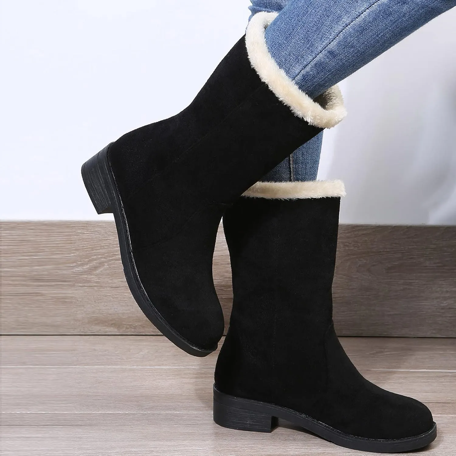 Black Winter Boots for Women Short Womens Winter Ankle Snow Boots Women Winter Booties Size 11 Womens Waterproof Hiking Boots Extra Wide Width Botas De Mujer Para La Nieve Que No Se Resbale