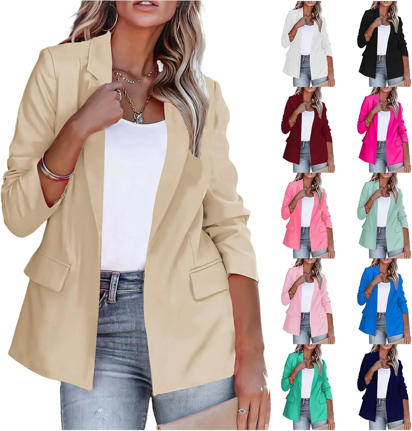 Blazers for Women Business Casual Office Work Suit Jackets Long Sleeve Lapel Blazers Trendy Open Front Jackets