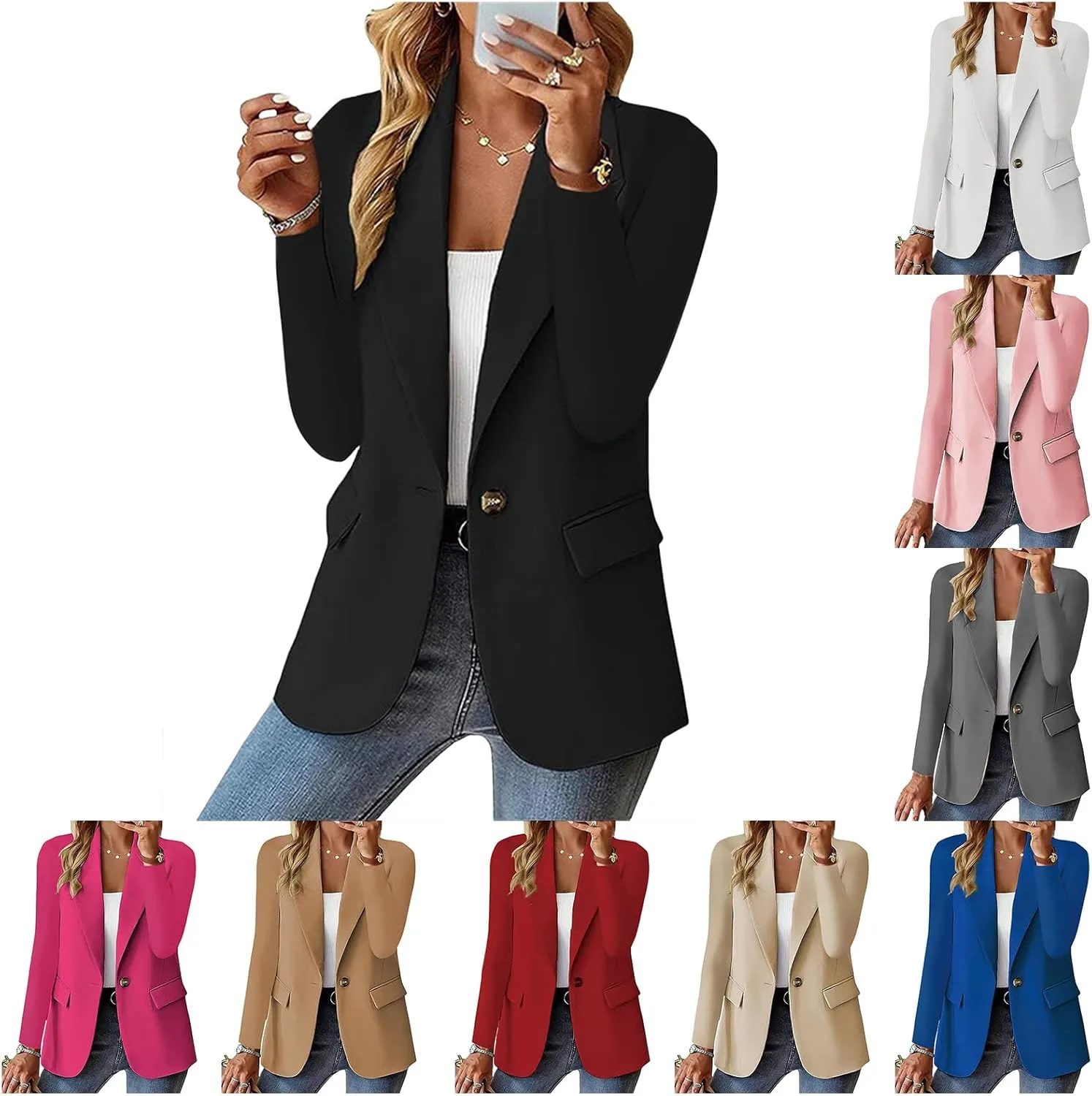 Blazers for Women Dressy Casual Long Sleeve Work Jacket Trendy Spring Fashion Blazer Suit Jackets Open Front Cardigan