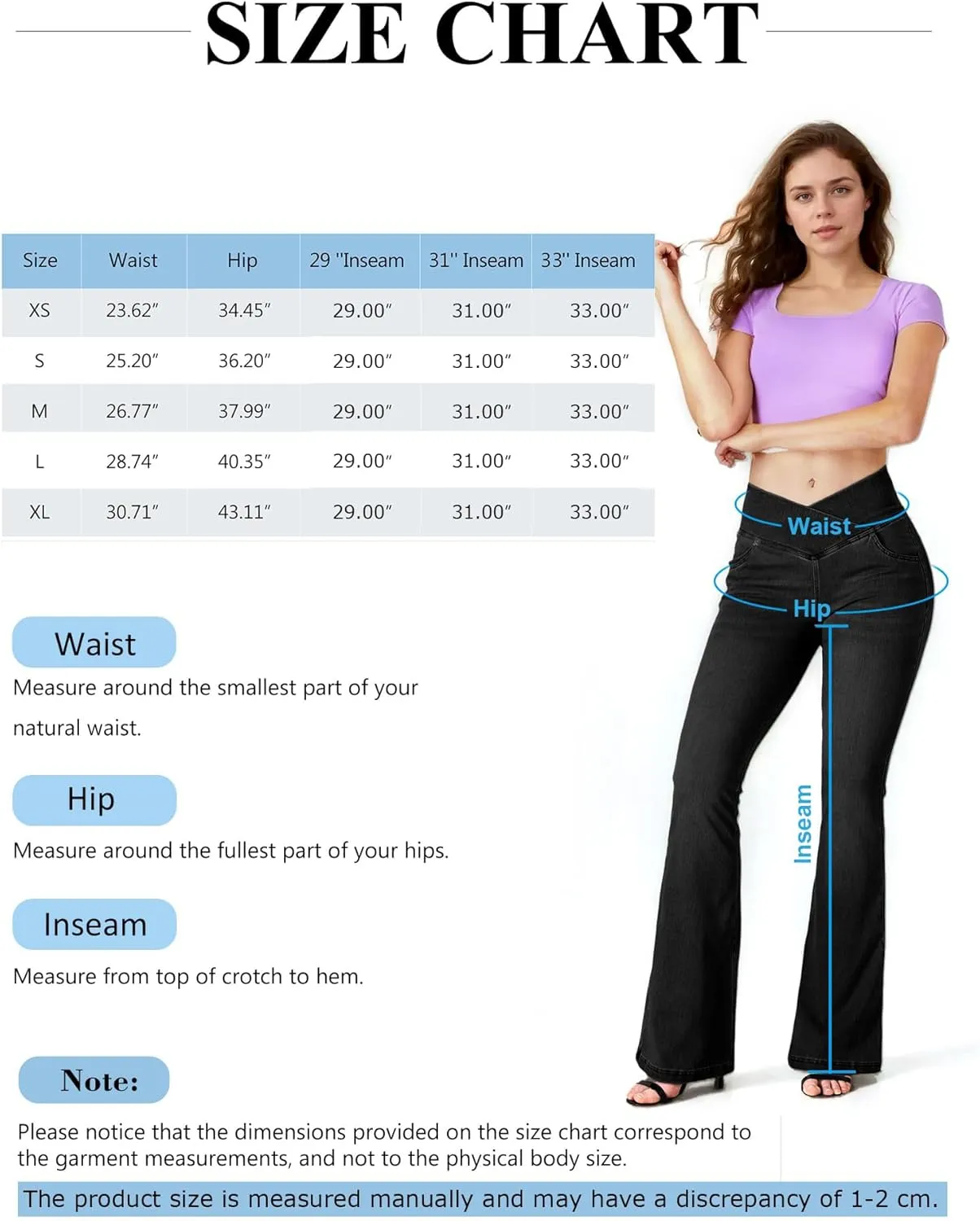 BlueRose Flare Jean Leggings for Women,Bell Bottom Jeans for Women Knit Crossover High Waisted Bootcut Jean