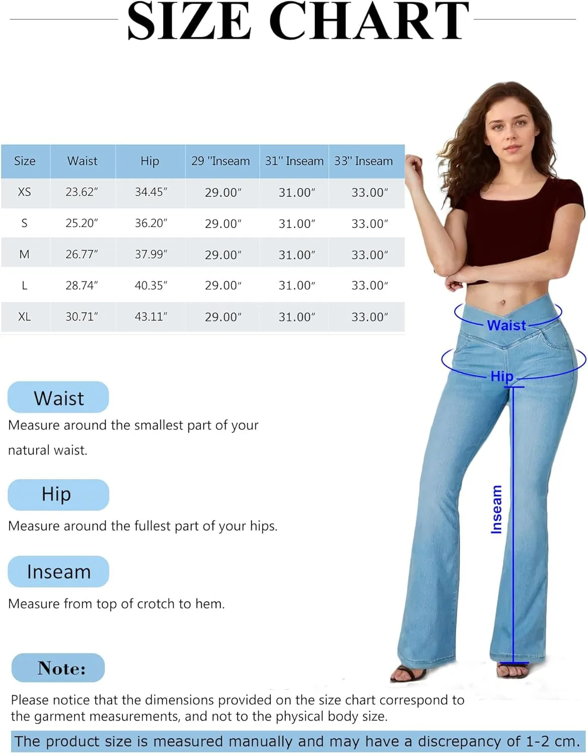 BlueRose Flare Jean Leggings for Women,Bell Bottom Jeans for Women Knit Crossover High Waisted Bootcut Jean