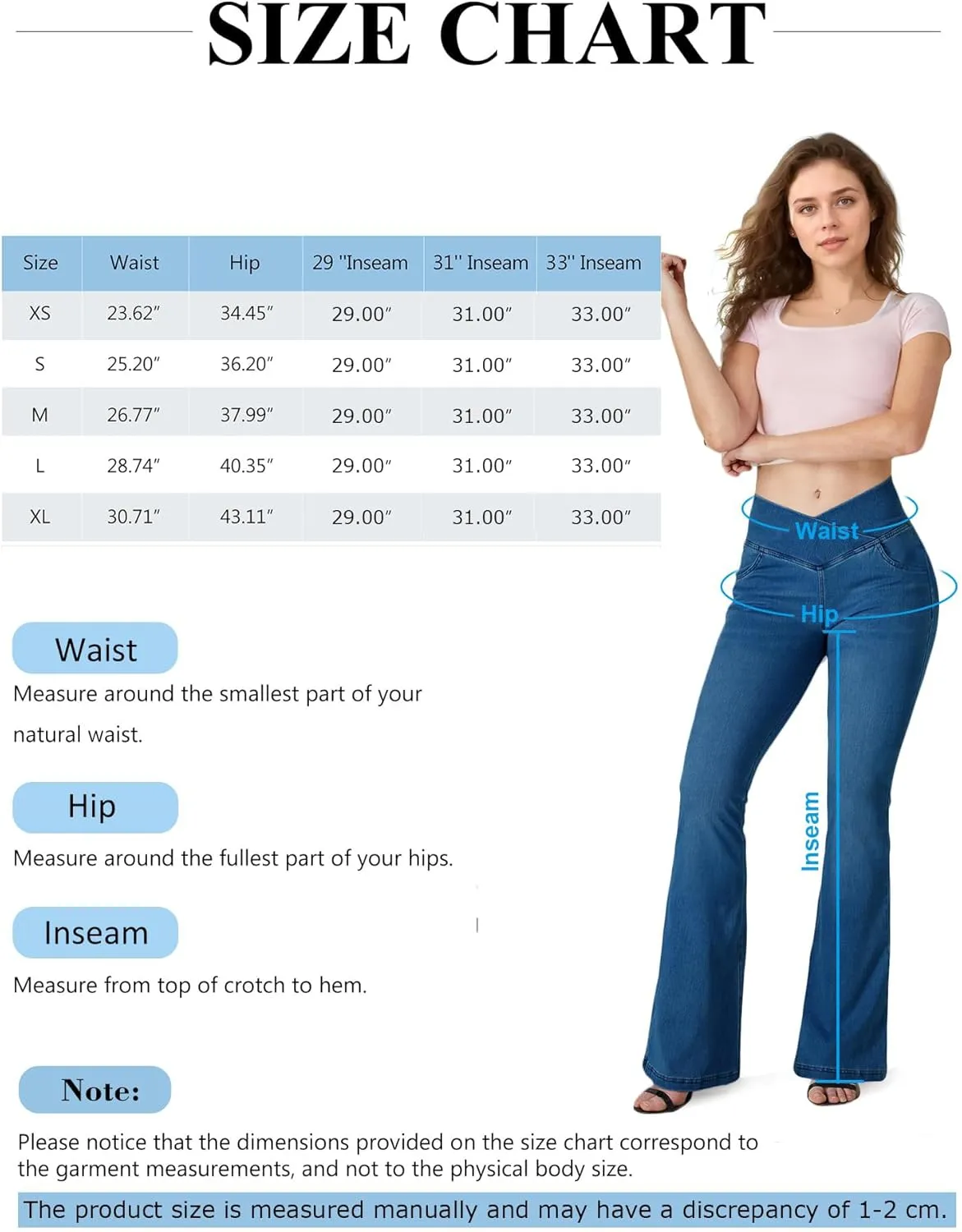 BlueRose Flare Jean Leggings for Women,Bell Bottom Jeans for Women Knit Crossover High Waisted Bootcut Jean