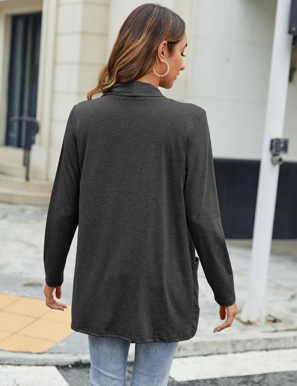Bluetime Women Casual Lightweight Open Front Cardigans Long Sleeve Cardigans Dusters with Pockets
