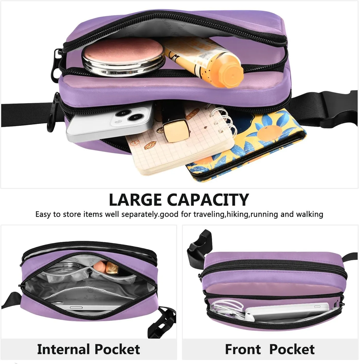 Blush Pink Slate Blue Gradient Waterproof Women Fanny Packs Belt Bag Hip Pouch Designer Waist Pouches for Men