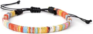 Boho Bracelets for Women,Adjustable Braided Bracelets Bulk Woven Friendship Bracelet Handmade Festival Accessory Jewelry Gift