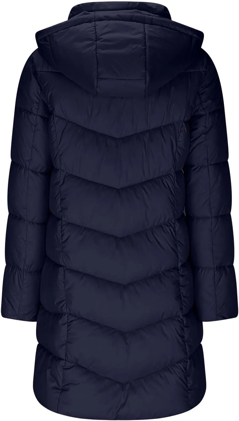 Borniu Women Winter Down Puffer Coat Warm Hooded Down Jacket Quilted Thicken Puffer Jacket Outerwear with Pockets