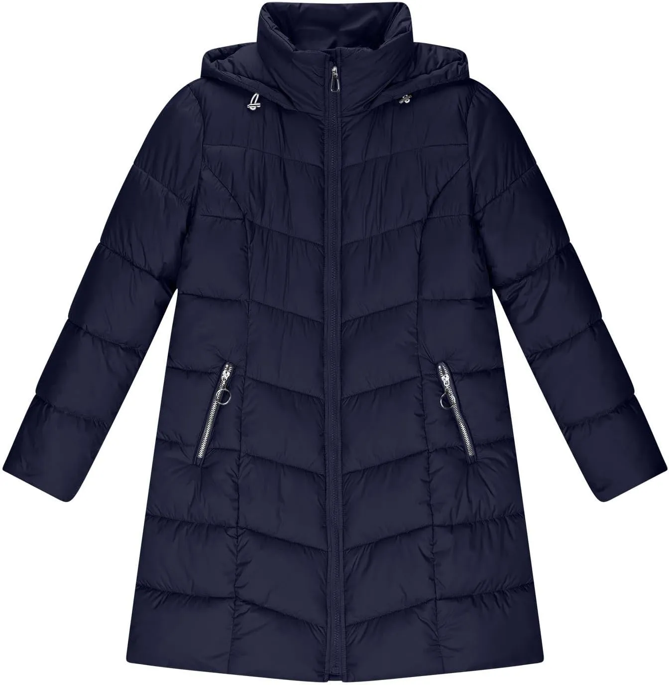 Borniu Women Winter Down Puffer Coat Warm Hooded Down Jacket Quilted Thicken Puffer Jacket Outerwear with Pockets