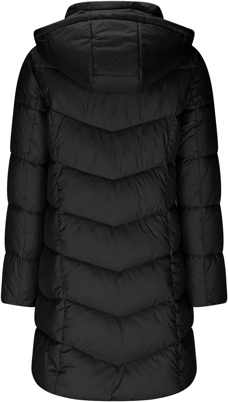 Borniu Women Winter Down Puffer Coat Warm Hooded Down Jacket Quilted Thicken Puffer Jacket Outerwear with Pockets