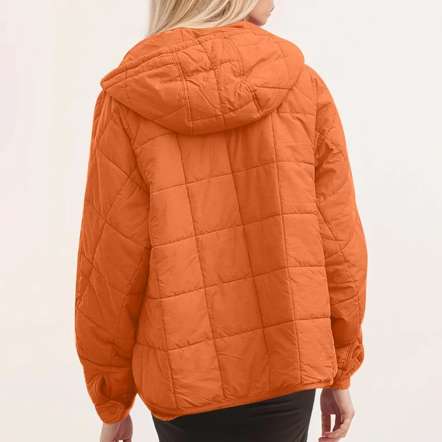 Borniu Women's Quilted Pullover Puffer Jacket Packable Hooded Oversize Winter Coat Tops Lightweight Down Jacket Outerwear