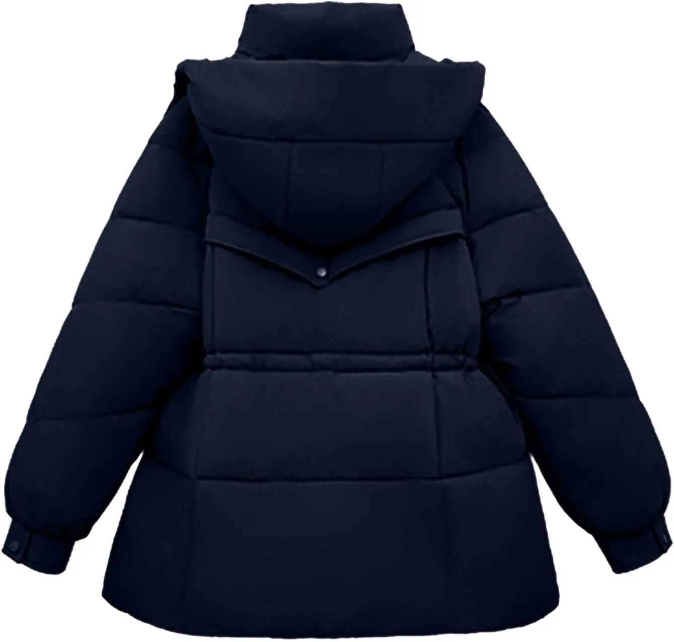 Borniu Women's Warm Thickened Parka Coat Winter Puffer Jacket Hooded Mid-Length Down Puffer Coats with Pockets