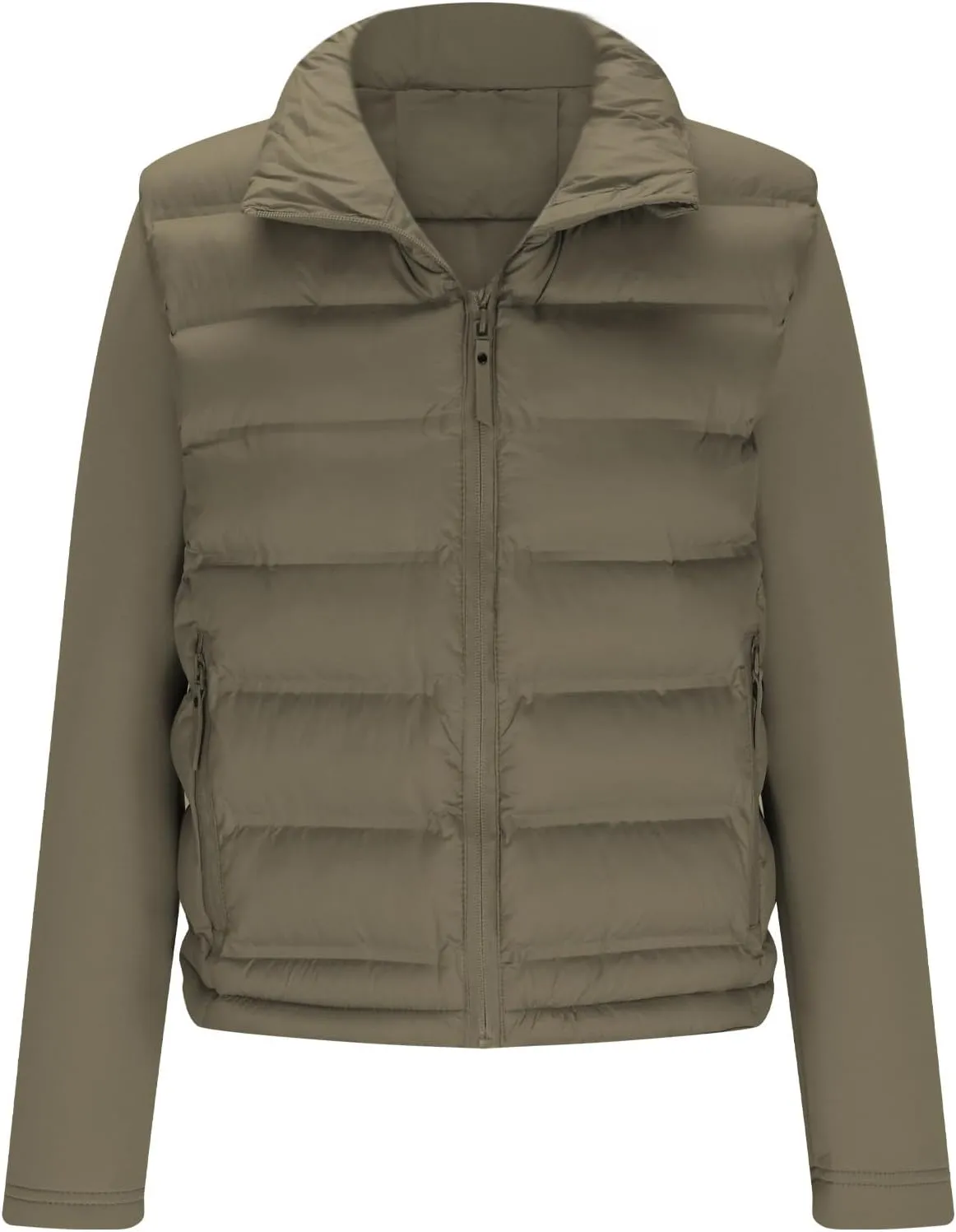 Borniu Womens Winter Cropped Puffer Jacket Coat Splice Short Warm Quilted Jacket Lightweight Down Coats with Pockets