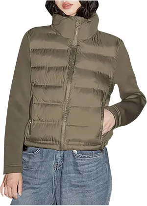 Borniu Womens Winter Cropped Puffer Jacket Coat Splice Short Warm Quilted Jacket Lightweight Down Coats with Pockets