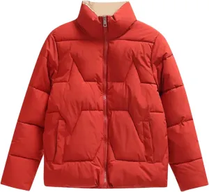 Borniu Women's Winter Puffer Jacket Long Sleeve Zip Up Quilted Baggy Warm Short Down Coats with Pockets 2024 Trendy Outerwear
