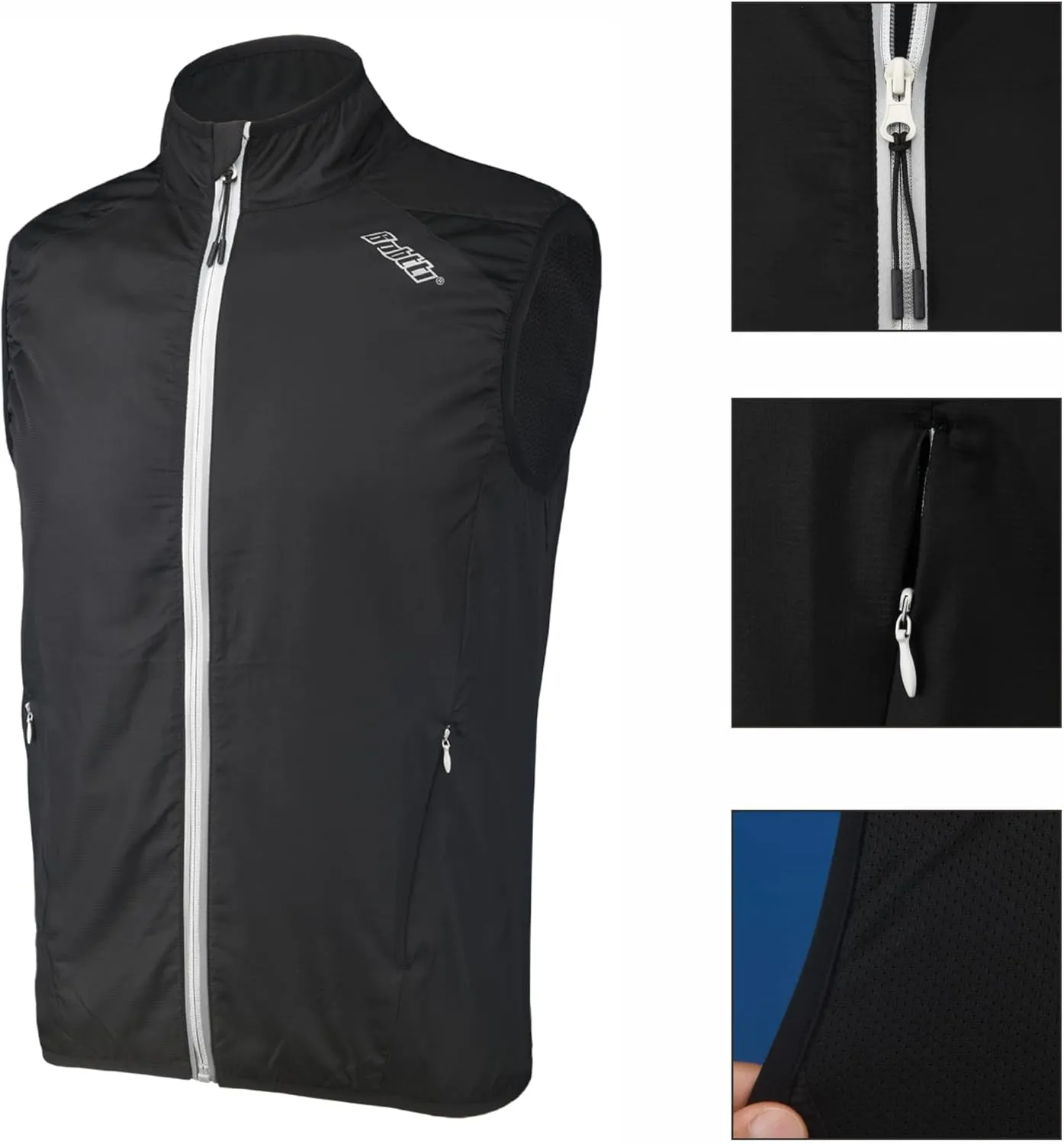 bpbtti Men's Cycling Running Vest Sleeveless Windbreakers With Two side Pockets(2.0) - Windproof, Breathable and Reflective