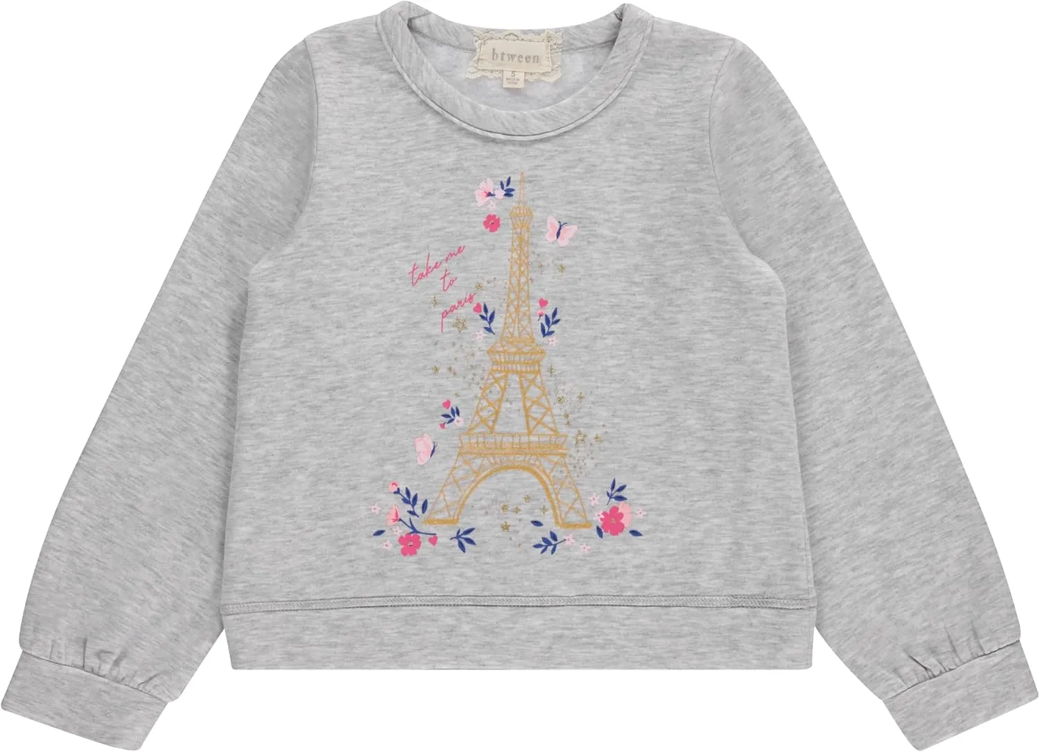 BTween Girls 3-Piece Crew Neck Fleece Sweatshirt Set Long Sleeve Cotton Blend Pullover, Soft and Comfortable, Sizes 4-12