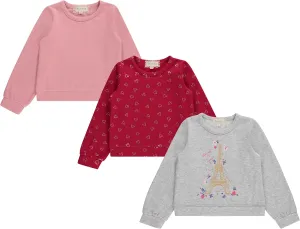 BTween Girls 3-Piece Crew Neck Fleece Sweatshirt Set Long Sleeve Cotton Blend Pullover, Soft and Comfortable, Sizes 4-12