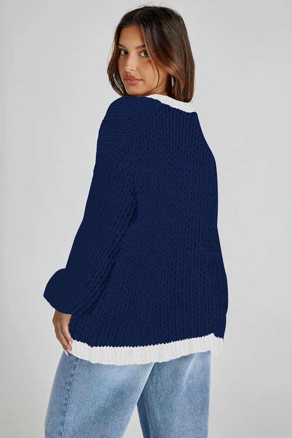 Cakulo Womens Chunky Cardigan Sweaters Trendy 2024 Oversized Winter Knit Sweater Coats Open Front Cardigans