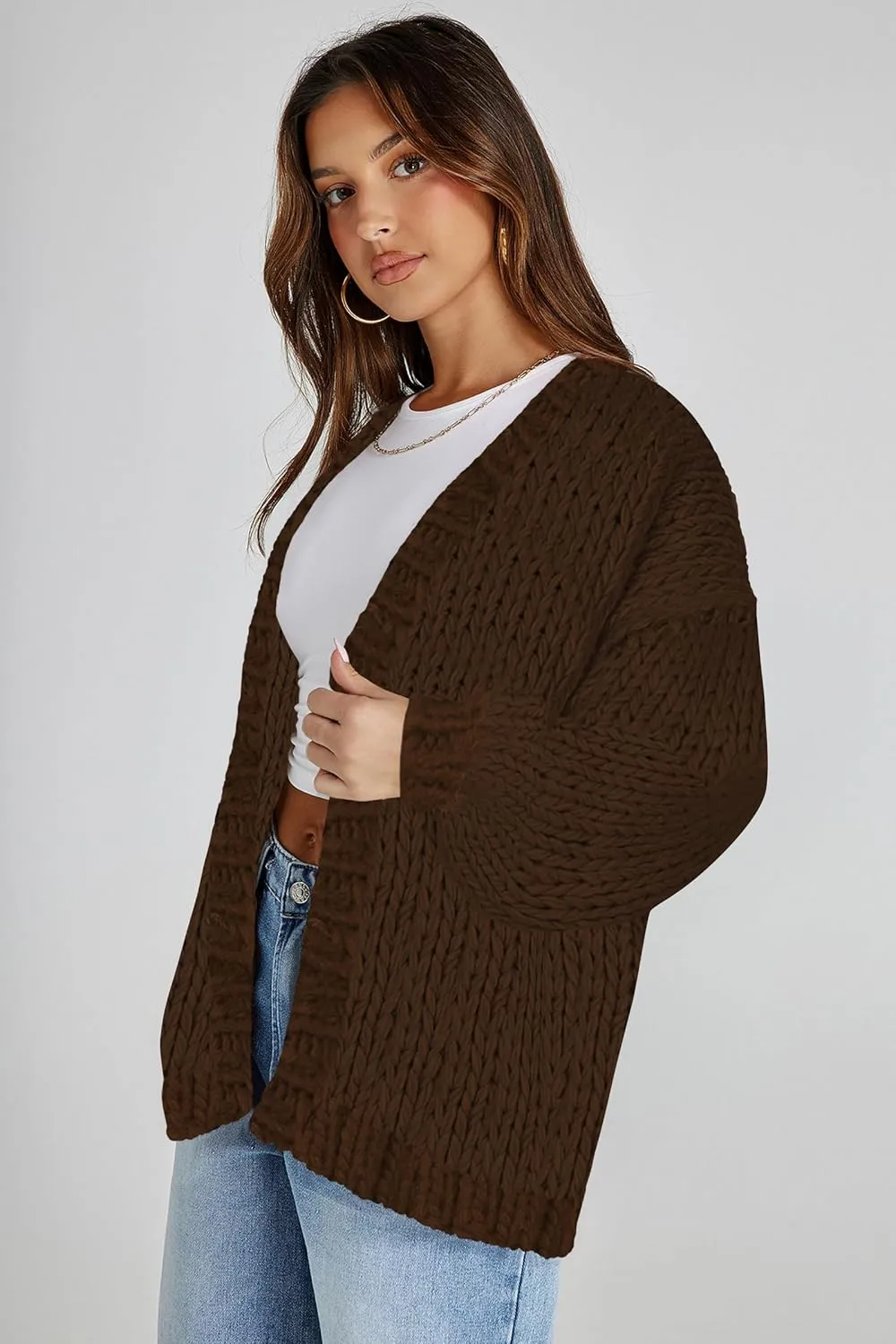 Cakulo Womens Chunky Cardigan Sweaters Trendy 2024 Oversized Winter Knit Sweater Coats Open Front Cardigans