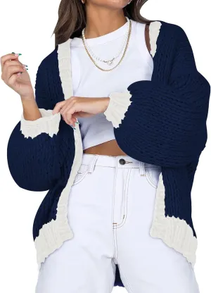 Cakulo Womens Chunky Cardigan Sweaters Trendy 2024 Oversized Winter Knit Sweater Coats Open Front Cardigans