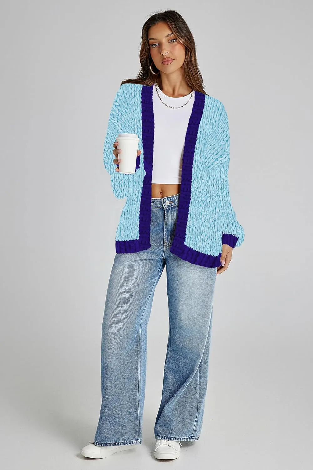 Cakulo Womens Chunky Cardigan Sweaters Trendy 2024 Oversized Winter Knit Sweater Coats Open Front Cardigans