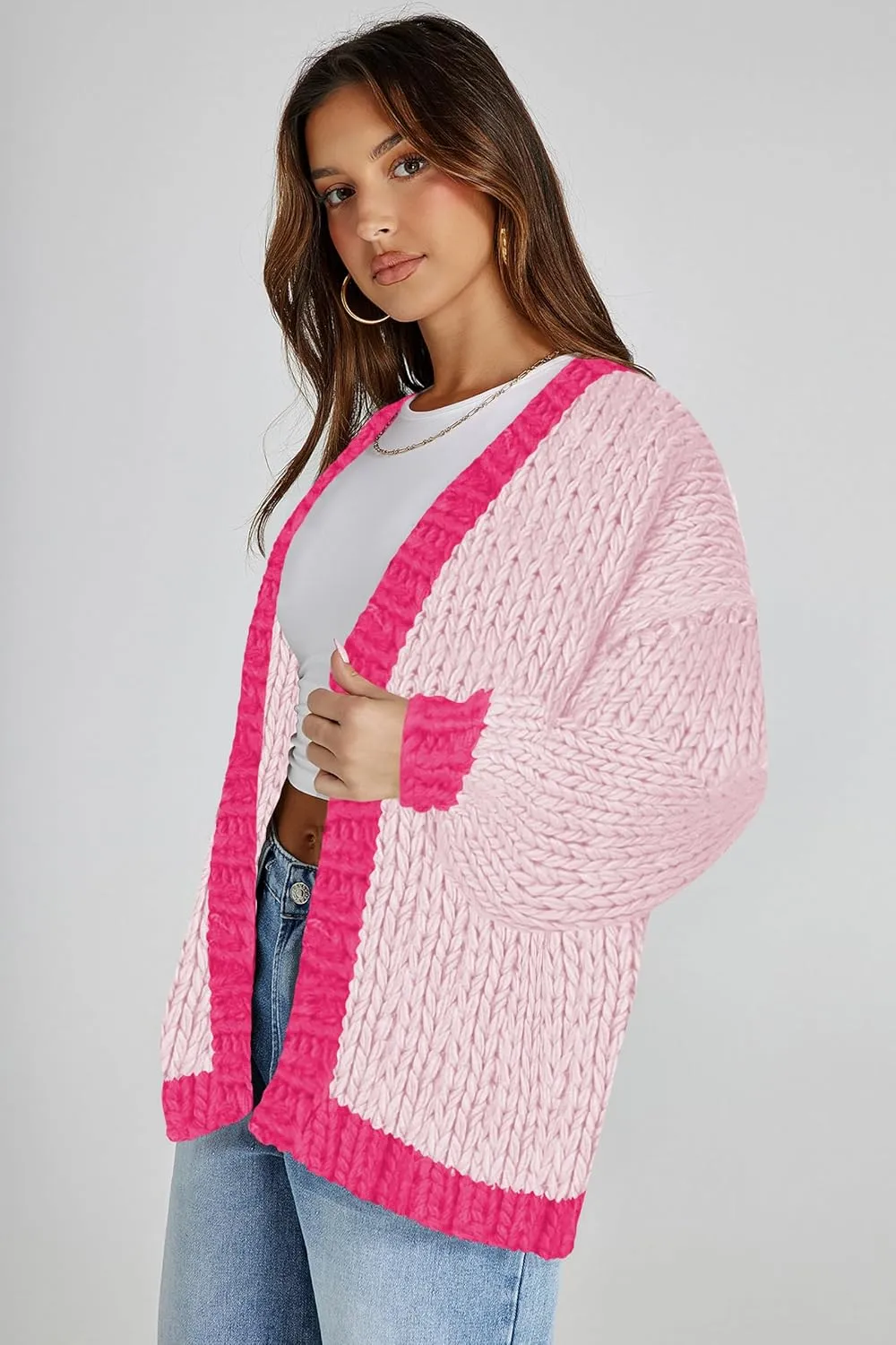 Cakulo Womens Chunky Cardigan Sweaters Trendy 2024 Oversized Winter Knit Sweater Coats Open Front Cardigans