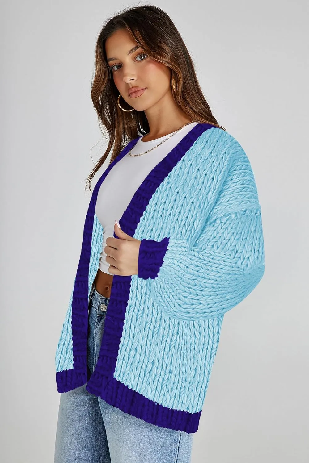 Cakulo Womens Chunky Cardigan Sweaters Trendy 2024 Oversized Winter Knit Sweater Coats Open Front Cardigans
