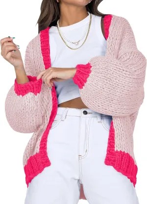 Cakulo Womens Chunky Cardigan Sweaters Trendy 2024 Oversized Winter Knit Sweater Coats Open Front Cardigans