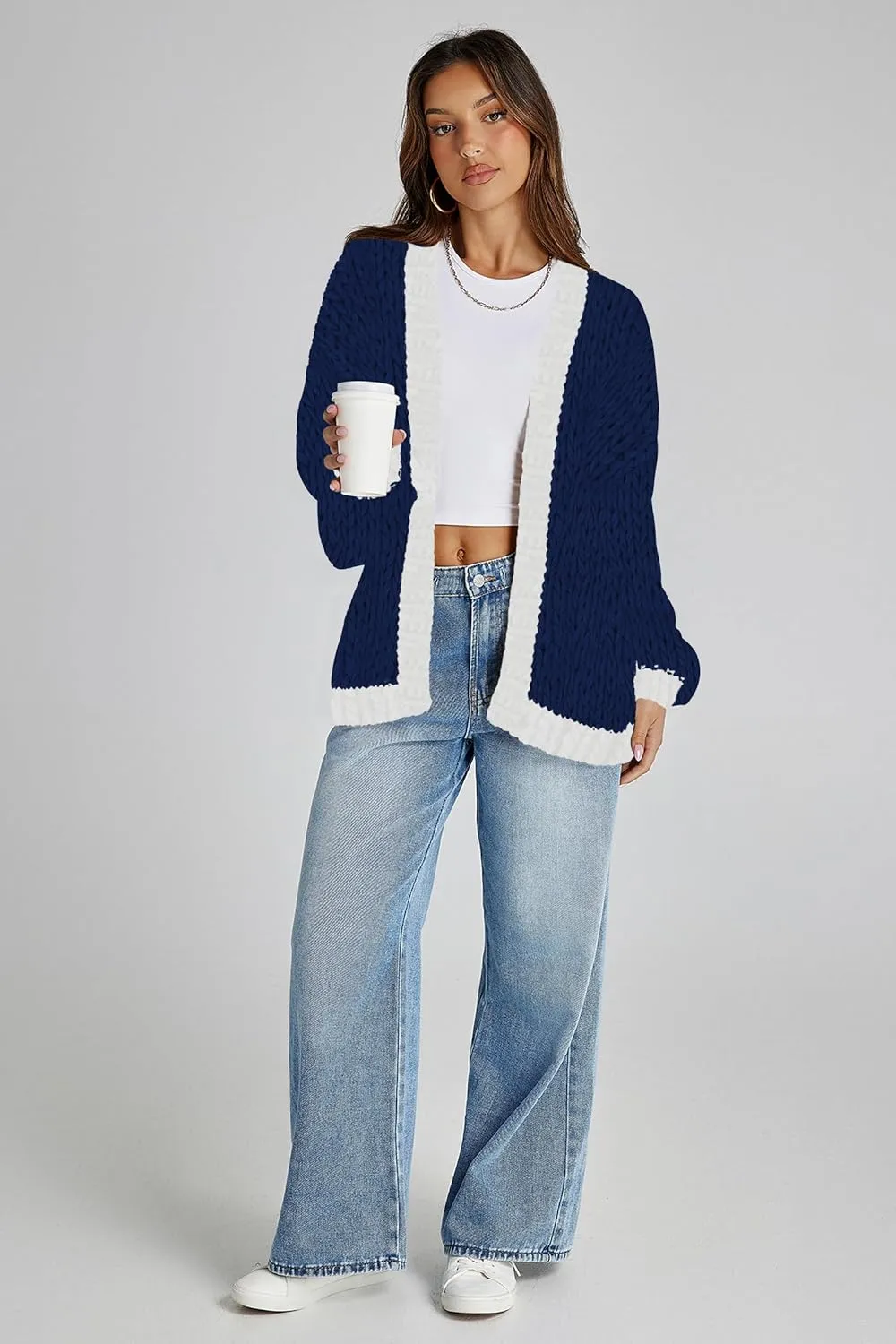 Cakulo Womens Chunky Cardigan Sweaters Trendy 2024 Oversized Winter Knit Sweater Coats Open Front Cardigans
