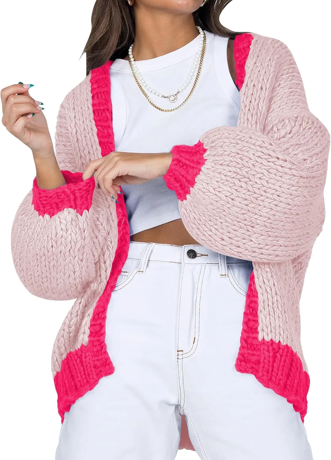 Cakulo Womens Chunky Cardigan Sweaters Trendy 2024 Oversized Winter Knit Sweater Coats Open Front Cardigans