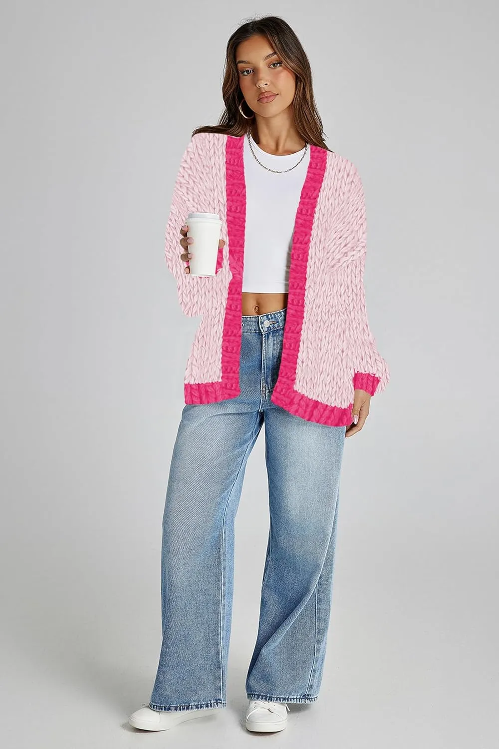 Cakulo Womens Chunky Cardigan Sweaters Trendy 2024 Oversized Winter Knit Sweater Coats Open Front Cardigans
