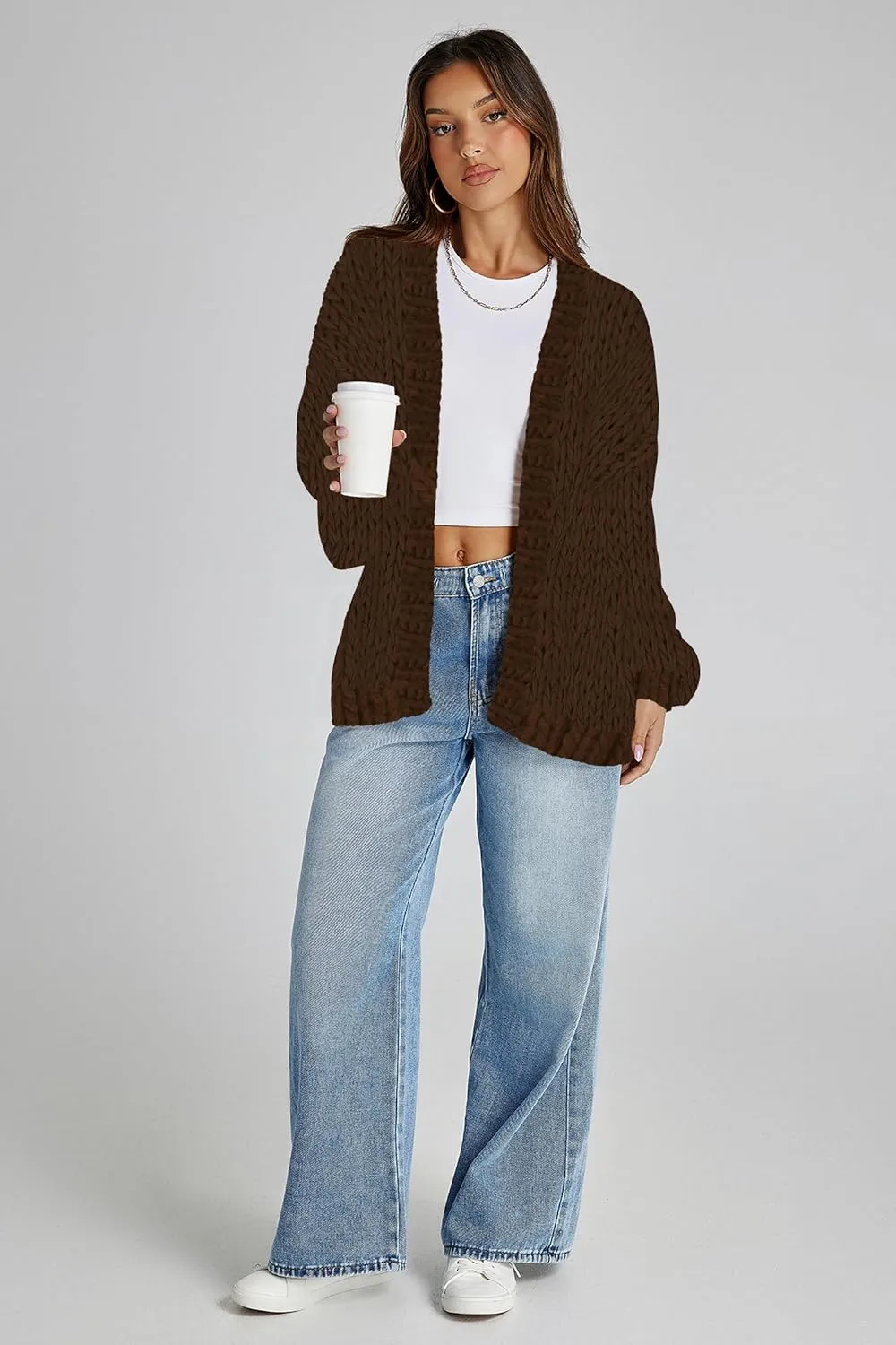 Cakulo Womens Chunky Cardigan Sweaters Trendy 2024 Oversized Winter Knit Sweater Coats Open Front Cardigans