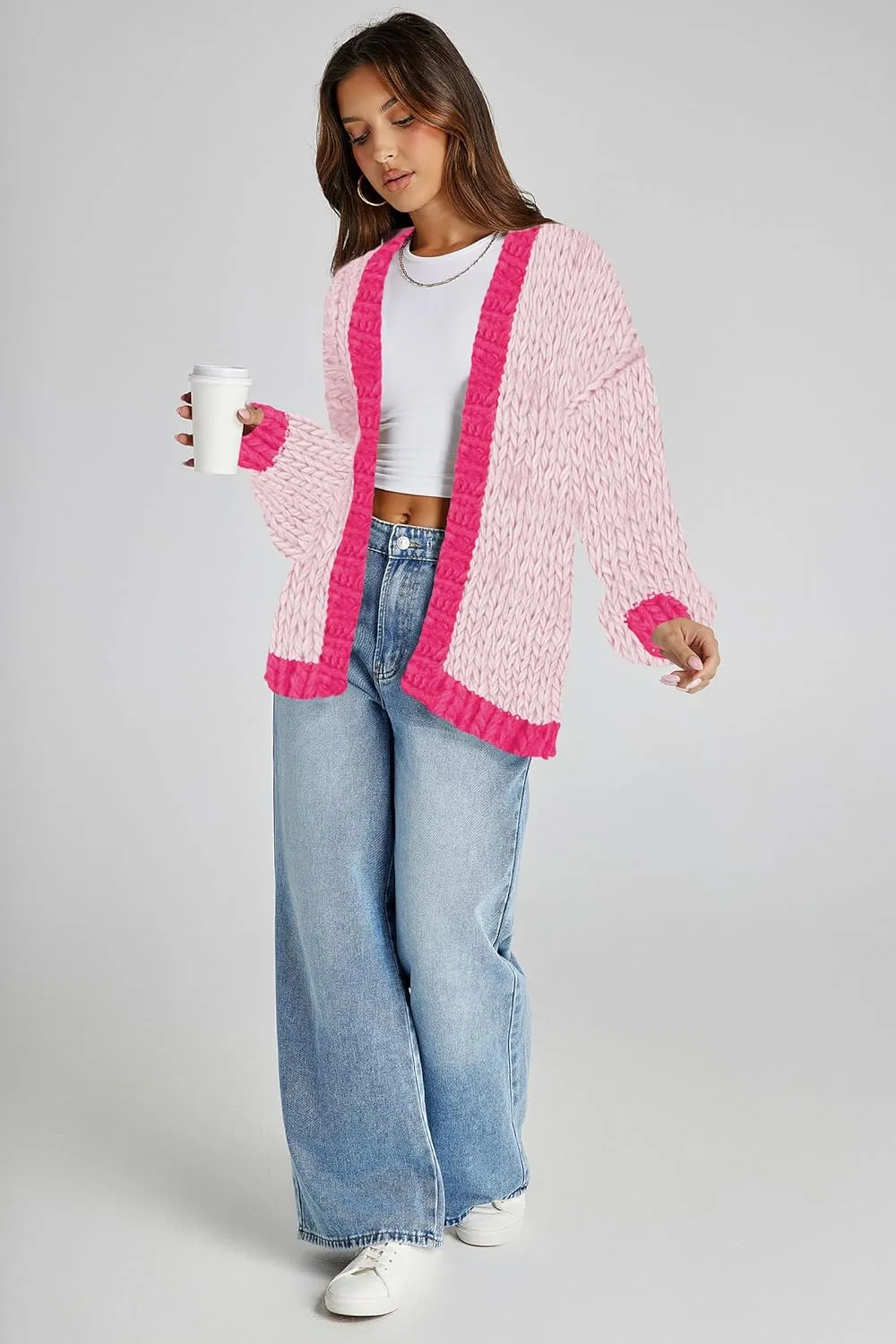 Cakulo Womens Chunky Cardigan Sweaters Trendy 2024 Oversized Winter Knit Sweater Coats Open Front Cardigans