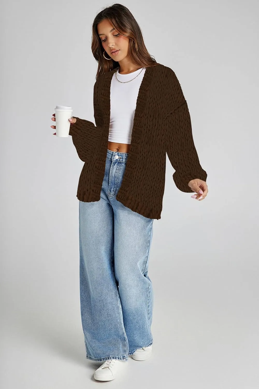 Cakulo Womens Chunky Cardigan Sweaters Trendy 2024 Oversized Winter Knit Sweater Coats Open Front Cardigans