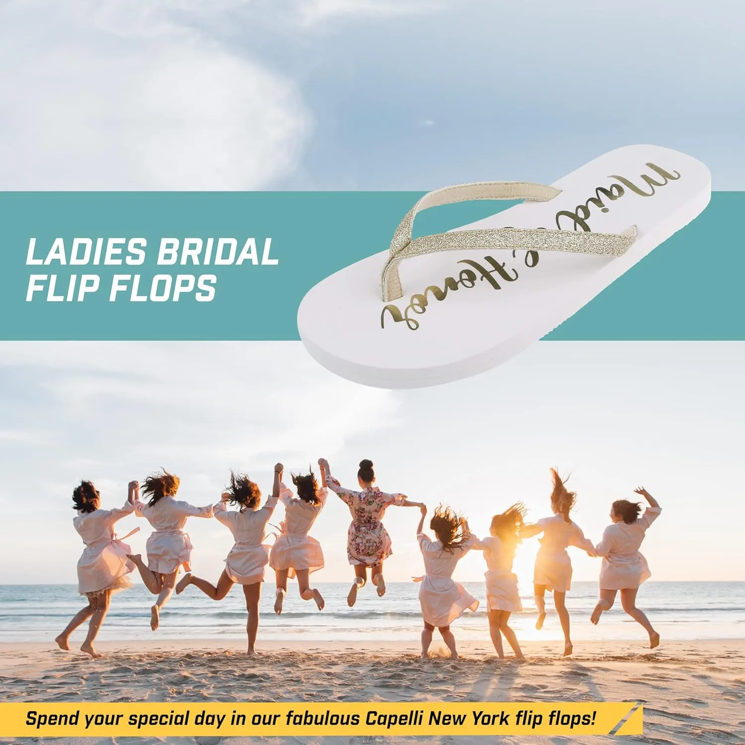 Capelli New York Ladies Glitter and Foil Bride EVA Flip Flops