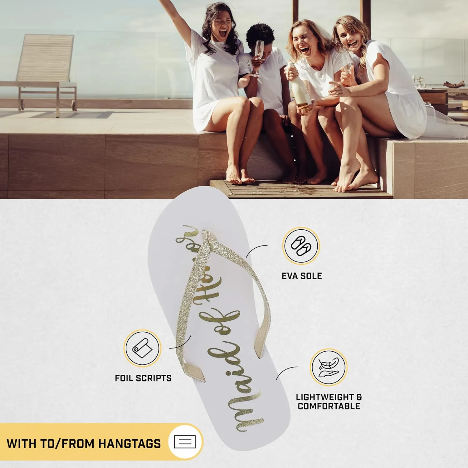 Capelli New York Ladies Glitter and Foil Bride EVA Flip Flops
