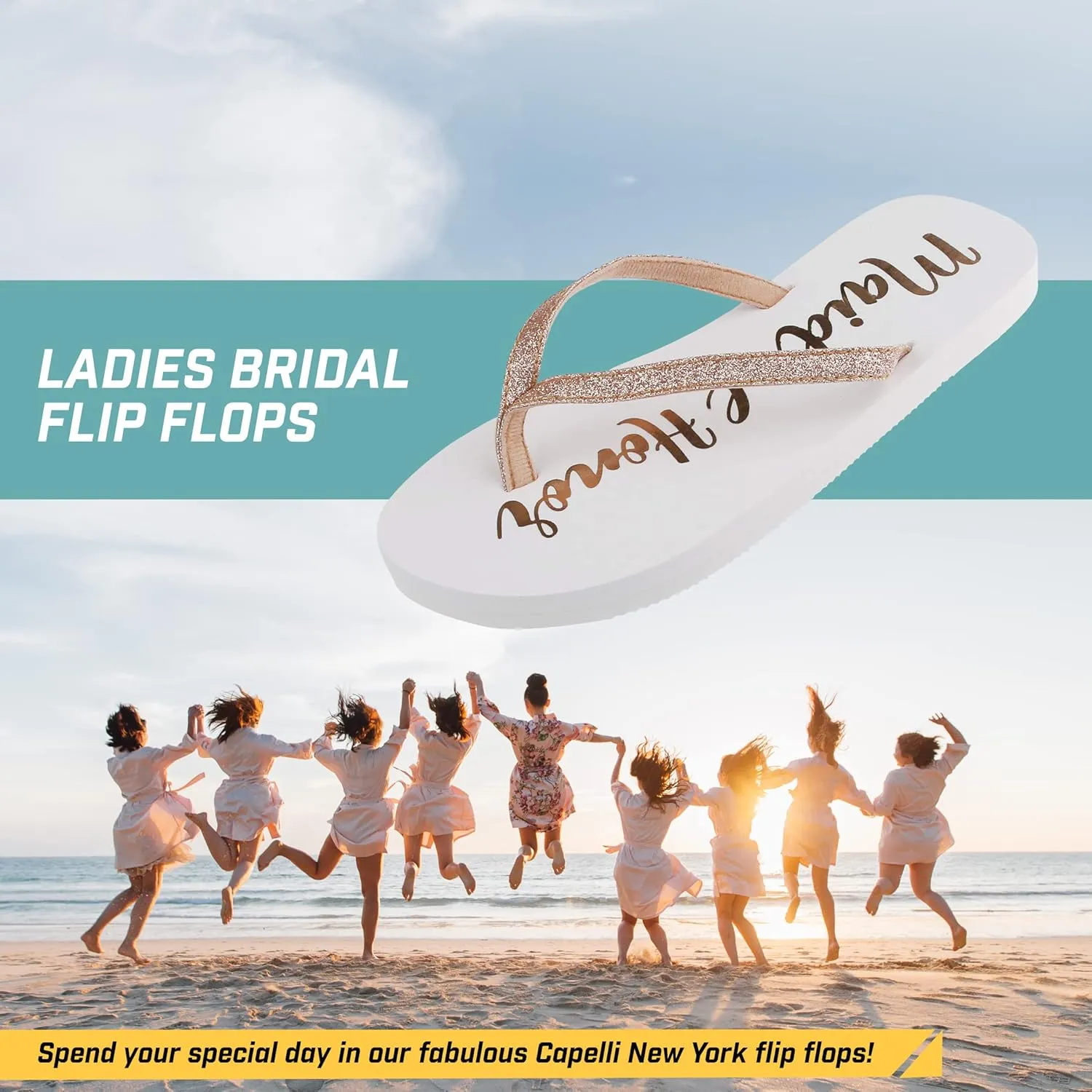 Capelli New York Ladies Glitter and Foil Bride EVA Flip Flops