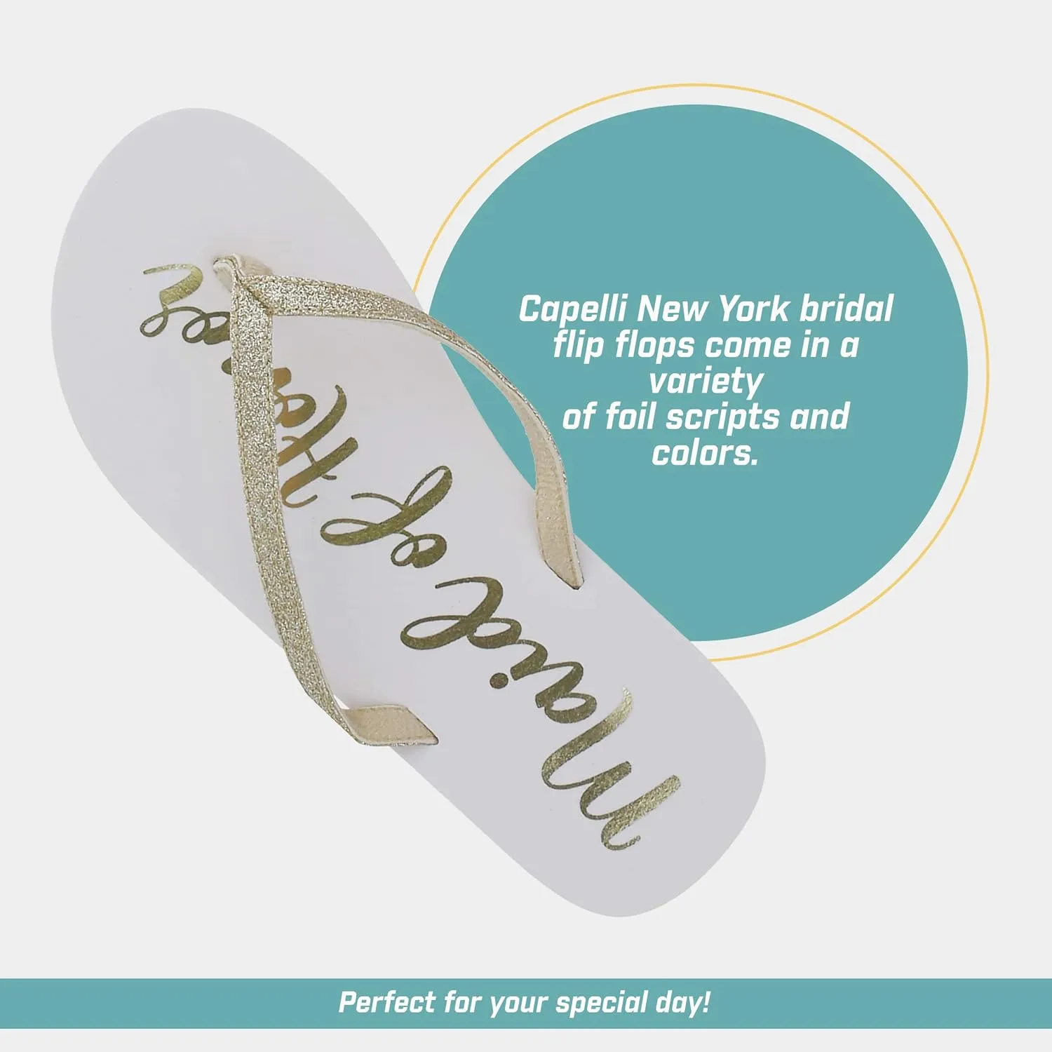 Capelli New York Ladies Glitter and Foil Bride EVA Flip Flops