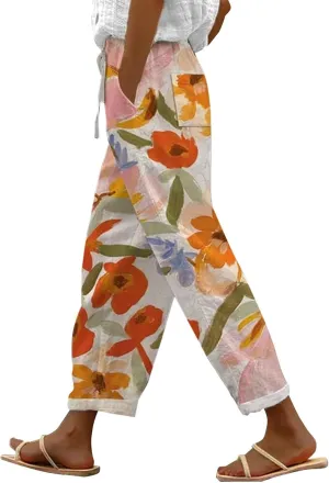 Capris Pants for Women Pants Drawstring Capri Pants with Pockets Wide Leg Cropped Pants for Women Capris Pants for