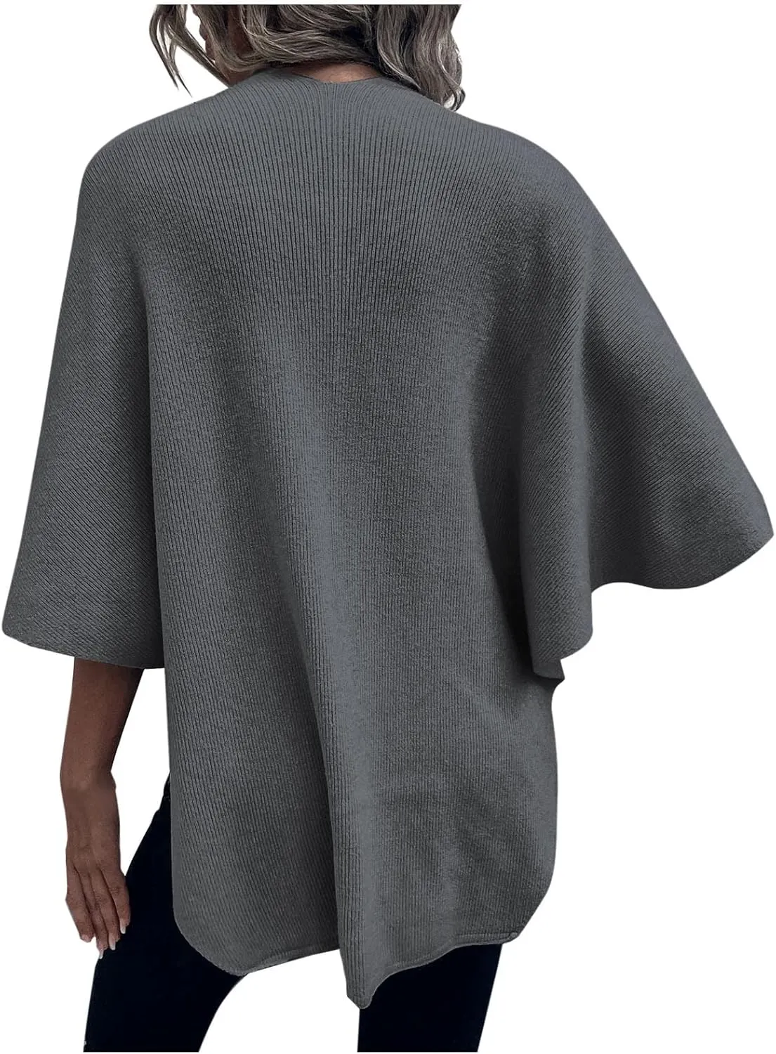 Cardigan for Women Winter Cloak Shawl Wraps Faux Fur Pompoms Irregular Hem Cape Warm Open Front Knit Sweater Shawls