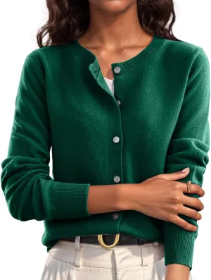 Cardigan Sweaters for Women Trendy Long Sleeve Crewneck Button Down Cashmere Sweaters Loose Lightweight Knit Sweater