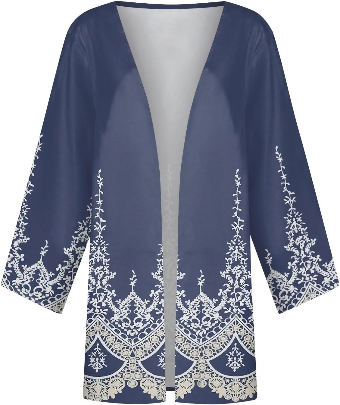 Cardigans for Women 2025 Retro Print 3/4 Sleeve Cardigans Lightweight Blouse Tops Coat Casual Duster Jackets