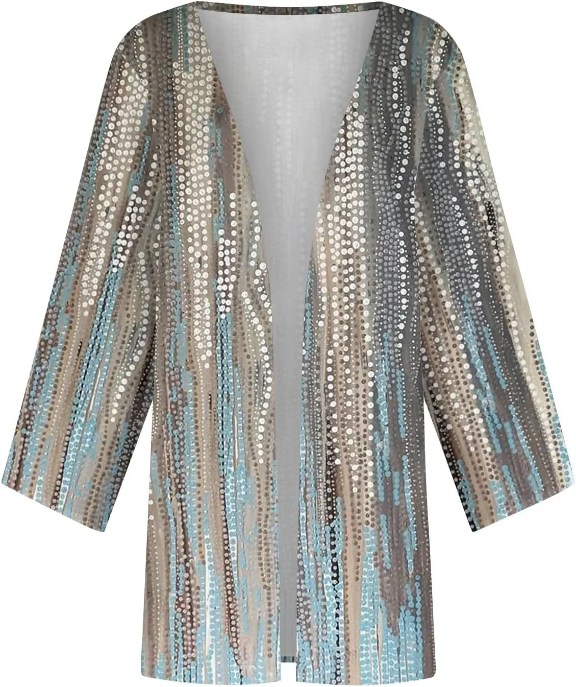 Cardigans for Women 2025 Retro Print 3/4 Sleeve Cardigans Lightweight Blouse Tops Coat Casual Duster Jackets