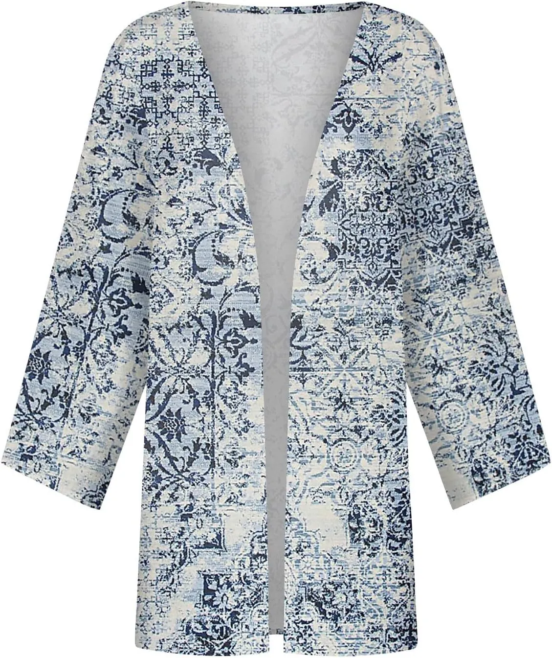 Cardigans for Women 2025 Retro Print 3/4 Sleeve Cardigans Lightweight Blouse Tops Coat Casual Duster Jackets