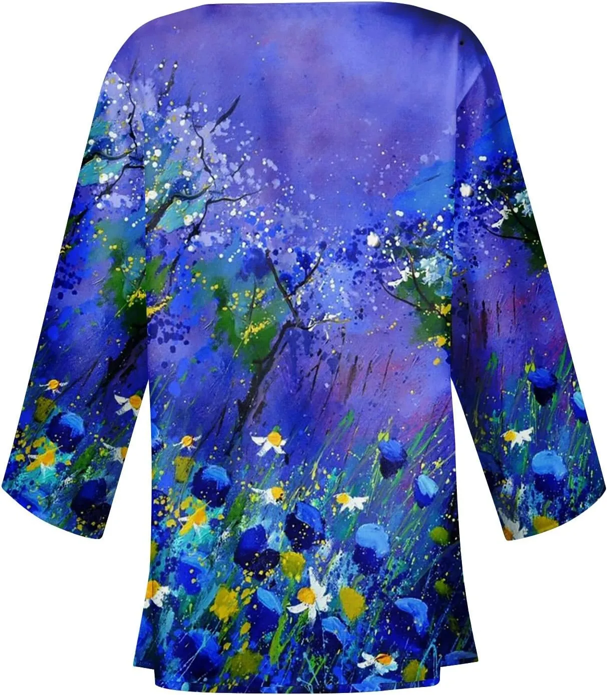 Cardigans for Women 2025 Retro Print 3/4 Sleeve Cardigans Lightweight Blouse Tops Coat Casual Duster Jackets