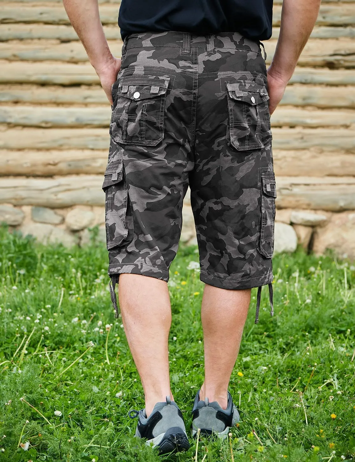 Cargo Shorts for Men Multi Pockets Mens Shorts Below Knee Casual Hiking Summer Shorts