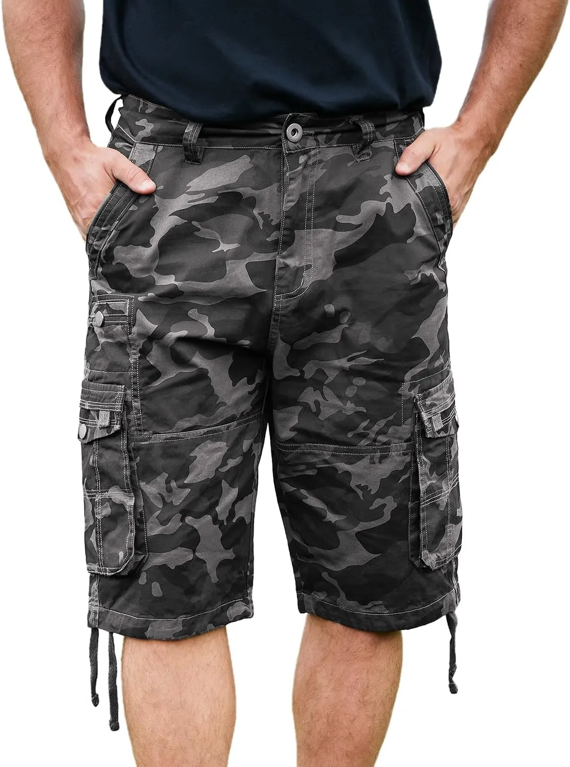 Cargo Shorts for Men Multi Pockets Mens Shorts Below Knee Casual Hiking Summer Shorts