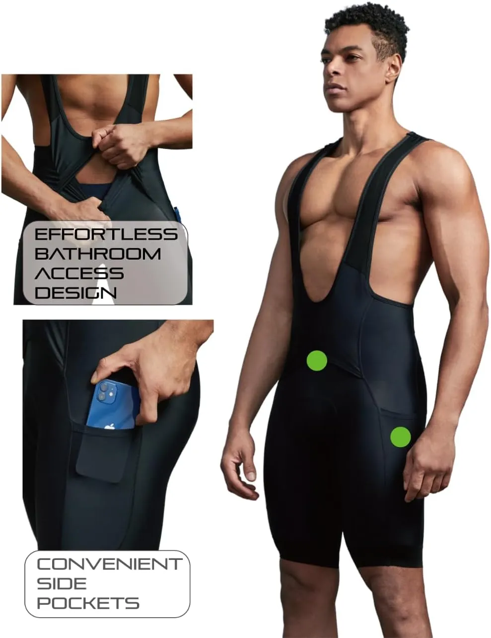 CEROTIPOLAR Men's Bathroom Access Cycling Bibs Shorts PaddedGravel Bike Biking bib Shorts Bicycle Shorts UPF50 