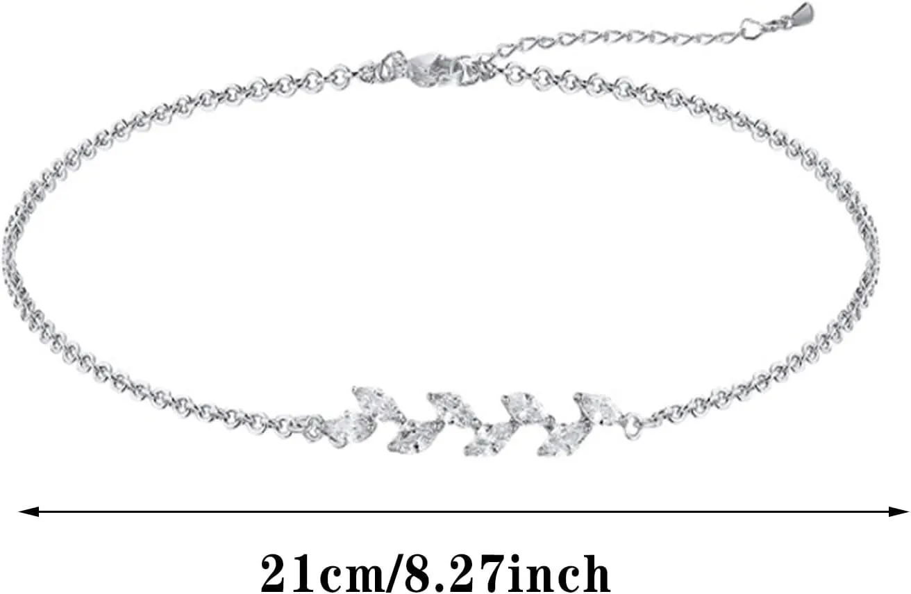 Chain Bracelets for Teen Girls Women ASCOMY Dainty Bracelets For Women Plated Tiny Cubic Zirconia Leaf Dot Chain Bracelets Minimalist Personalized Adjustable Bangle- Link and Italian Jewelry Gifts