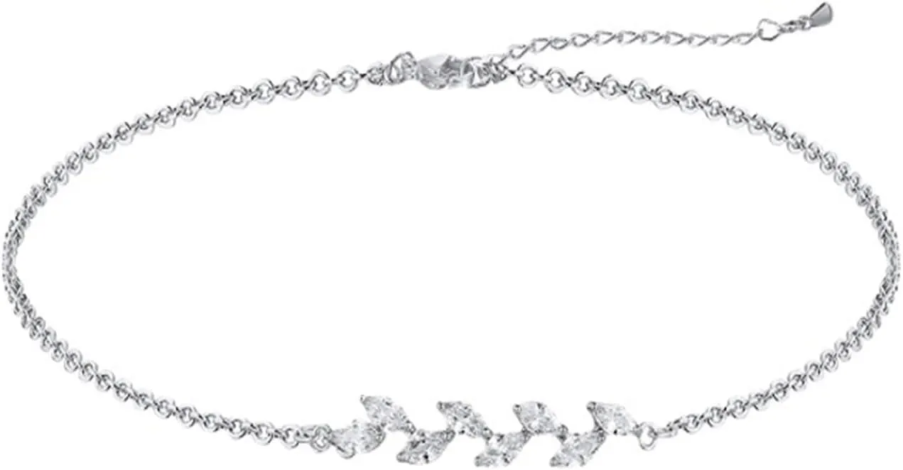 Chain Bracelets for Teen Girls Women ASCOMY Dainty Bracelets For Women Plated Tiny Cubic Zirconia Leaf Dot Chain Bracelets Minimalist Personalized Adjustable Bangle- Link and Italian Jewelry Gifts